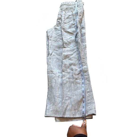 Athleta Blue Coastal Cabo Linen Wide Leg Pants Lagenlook Beachy Basic Size 4 - Picture 14 of 14